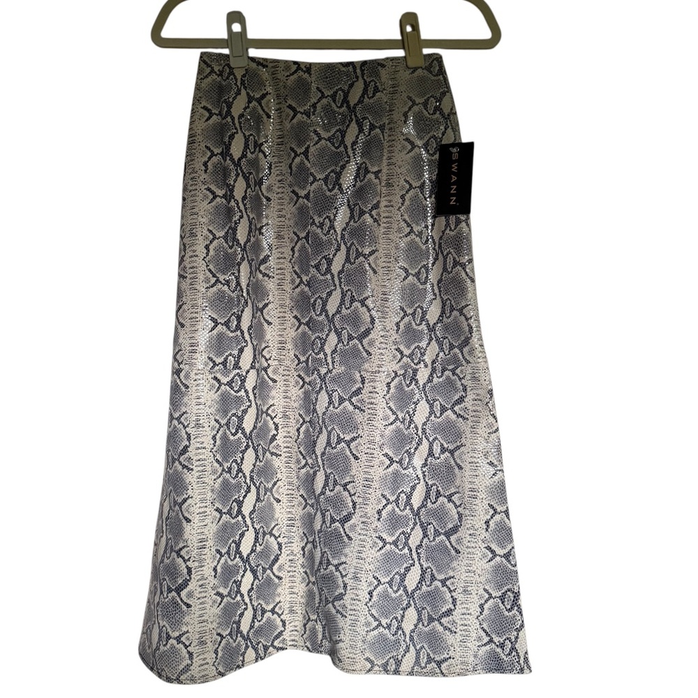 NWT SWANN By Antonia Rovira Leather Snakeskin Print‎ Midi Skirt Size Small
